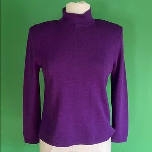 Vintage St John Marie Gray turtleneck Purple Sweater USA 6